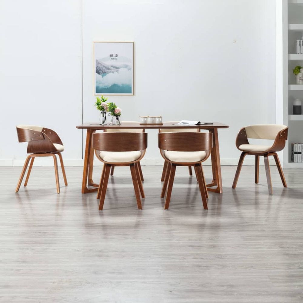 Petromila vidaXL Jedálenské stoličky 6 ks krémové ohýbané drevo a umelá koža